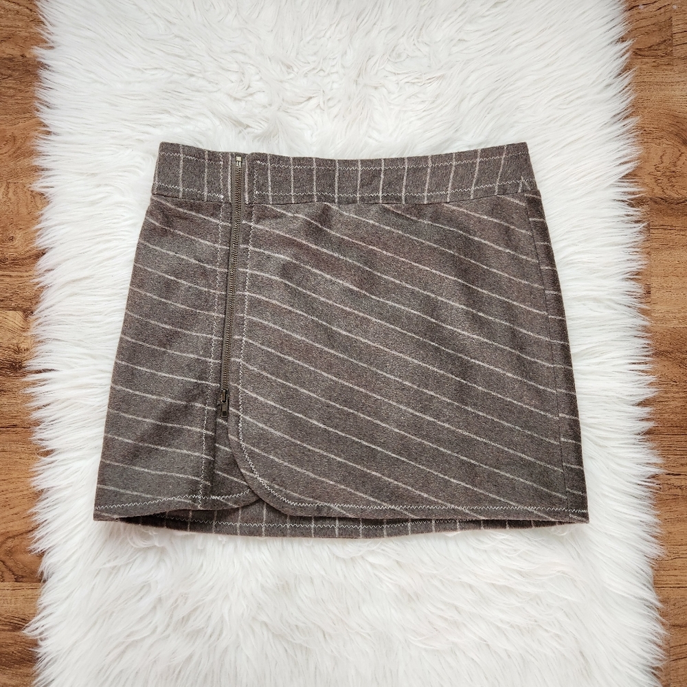 Purnell Brown Wool Blend Zip Mini Skirt 6